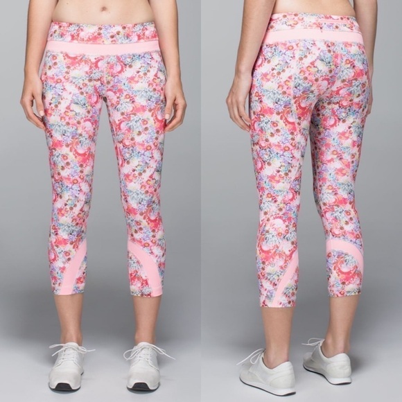 Lululemon Run: Inspire Crop II All Luxtreme Flowabunga Mini Multi Womens Size 4 - Picture 1 of 9